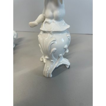 COPPIA PUTTI CAPODIMONTE RICHARD GINORI CERAMICA ANGIOLETTI FLAUTO CORNETTI '900