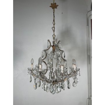 ANTICO LAMPADARIO Maria Teresa VETRO Murano DORATO Liberty HANGING LAMP GLASS