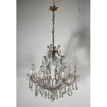 ANTICO LAMPADARIO Maria Teresa VETRO Murano DORATO Liberty HANGING LAMP GLASS