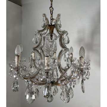 ANTICO LAMPADARIO Maria Teresa VETRO Murano DORATO Liberty HANGING LAMP GLASS