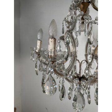 ANTICO LAMPADARIO Maria Teresa VETRO Murano DORATO Liberty HANGING LAMP GLASS