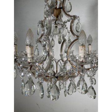 ANTICO LAMPADARIO Maria Teresa VETRO Murano DORATO Liberty HANGING LAMP GLASS