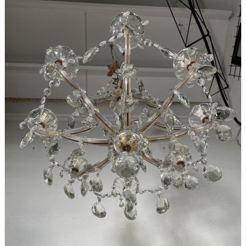 ANTICO LAMPADARIO Maria Teresa VETRO Murano DORATO Liberty HANGING LAMP GLASS