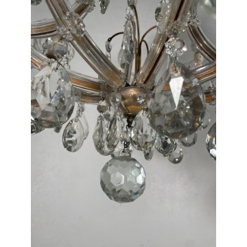 ANTICO LAMPADARIO Maria Teresa VETRO Murano DORATO Liberty HANGING LAMP GLASS