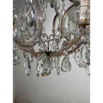 ANTICO LAMPADARIO Maria Teresa VETRO Murano DORATO Liberty HANGING LAMP GLASS
