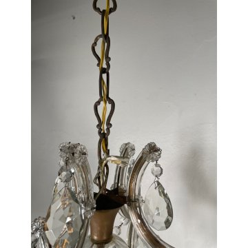 ANTICO LAMPADARIO Maria Teresa VETRO Murano DORATO Liberty HANGING LAMP GLASS