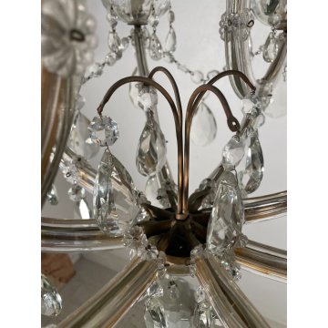ANTICO LAMPADARIO Maria Teresa VETRO Murano DORATO Liberty HANGING LAMP GLASS