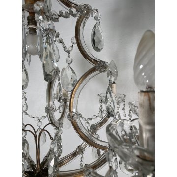 ANTICO LAMPADARIO Maria Teresa VETRO Murano DORATO Liberty HANGING LAMP GLASS