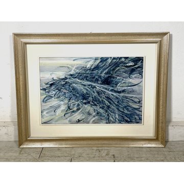 QUADRO DIPINTO CLAUDIO OLIVIERI ASTRATTO CONTEMPORANEO TELA '67 CORNICE ROMA OLD