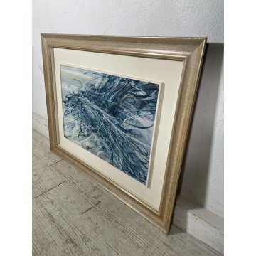 QUADRO DIPINTO CLAUDIO OLIVIERI ASTRATTO CONTEMPORANEO TELA '67 CORNICE ROMA OLD