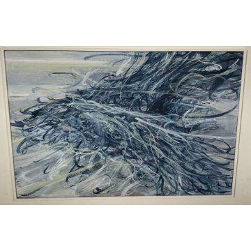 QUADRO DIPINTO CLAUDIO OLIVIERI ASTRATTO CONTEMPORANEO TELA '67 CORNICE ROMA OLD