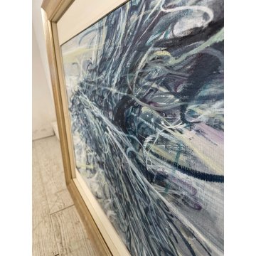 QUADRO DIPINTO CLAUDIO OLIVIERI ASTRATTO CONTEMPORANEO TELA '67 CORNICE ROMA OLD
