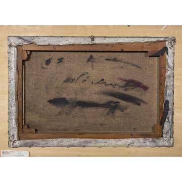 QUADRO DIPINTO CLAUDIO OLIVIERI ASTRATTO CONTEMPORANEO TELA '67 CORNICE ROMA OLD