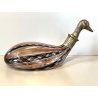COPPIA BOTTIGLIA ANATRA PAPERA DUCK VETRO MURANO ZANFIRICO TAPPO ARGENTO 800