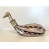 COPPIA BOTTIGLIA ANATRA PAPERA DUCK VETRO MURANO ZANFIRICO TAPPO ARGENTO 800