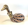 COPPIA BOTTIGLIA ANATRA PAPERA DUCK VETRO MURANO ZANFIRICO TAPPO ARGENTO 800