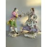 ANTICA COPPIA SCULTURA STATUA PORCELAINE FIGURE DANZANTI SCENA GALANTE FRANCE