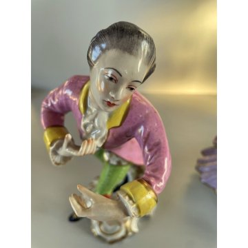 ANTICA COPPIA SCULTURA STATUA PORCELAINE FIGURE DANZANTI SCENA GALANTE FRANCE