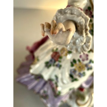 ANTICA COPPIA SCULTURA STATUA PORCELAINE FIGURE DANZANTI SCENA GALANTE FRANCE