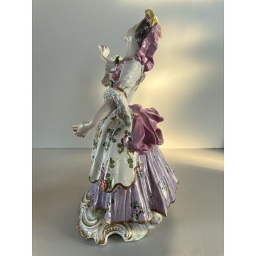 ANTICA COPPIA SCULTURA STATUA PORCELAINE FIGURE DANZANTI SCENA GALANTE FRANCE
