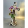 ANTICA COPPIA SCULTURA STATUA PORCELAINE FIGURE DANZANTI SCENA GALANTE FRANCE