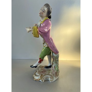 ANTICA COPPIA SCULTURA STATUA PORCELAINE FIGURE DANZANTI SCENA GALANTE FRANCE