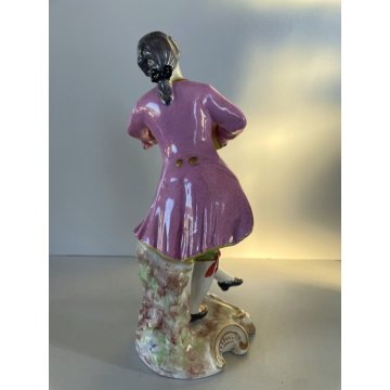 ANTICA COPPIA SCULTURA STATUA PORCELAINE FIGURE DANZANTI SCENA GALANTE FRANCE