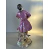 ANTICA COPPIA SCULTURA STATUA PORCELAINE FIGURE DANZANTI SCENA GALANTE FRANCE