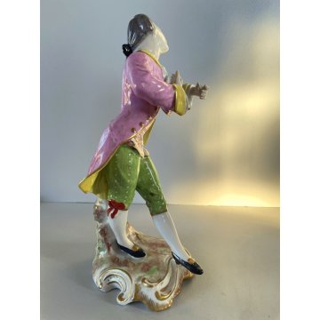 ANTICA COPPIA SCULTURA STATUA PORCELAINE FIGURE DANZANTI SCENA GALANTE FRANCE