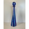 BOTTIGLIA CONICA VETRO SOFFIATO Murano TAPPO SFERA CANNE BLU AVVENTURINA ORO '50