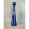 BOTTIGLIA CONICA VETRO SOFFIATO Murano TAPPO SFERA CANNE BLU AVVENTURINA ORO '50