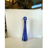 BOTTIGLIA CONICA VETRO SOFFIATO Murano TAPPO SFERA CANNE BLU AVVENTURINA ORO '50