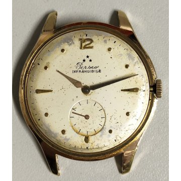 ANTICO OROLOGIO POLSO Perseo Infrangibile DORATO anni 60 OLD GOLDEN WRIST WATCH