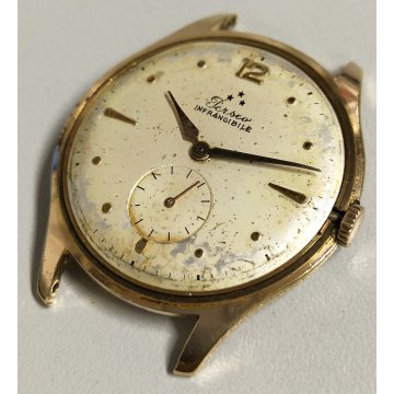ANTICO OROLOGIO POLSO Perseo Infrangibile DORATO anni 60 OLD GOLDEN WRIST WATCH