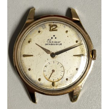 ANTICO OROLOGIO POLSO Perseo Infrangibile DORATO anni 60 OLD GOLDEN WRIST WATCH