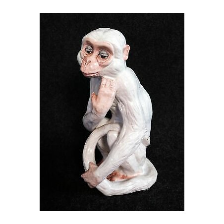 SCULTURA SCIMMIA CERAMICA SMALTO DIPINTA STATUA ITALIA TERRACOTTA SCIMMIETTA