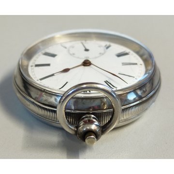 ANTICO OROLOGIO TASCA ARGENTO 935 epoca 900 TASCHINO Old Pocket Watch FERROVIA