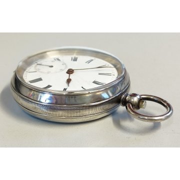 ANTICO OROLOGIO TASCA ARGENTO 935 epoca 900 TASCHINO Old Pocket Watch FERROVIA