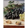 QUADRO DIPINTO OLIO TELA F. Forges NATURA MORTA AUTUNNALE TAVOLO UVA NOCI 1887