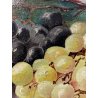QUADRO DIPINTO OLIO TELA F. Forges NATURA MORTA AUTUNNALE TAVOLO UVA NOCI 1887