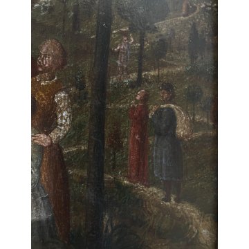 ANTICO DIPINTO OLIO SCENA S. Francesco SANTI PAESAGGIO COLLI RELIGIOSO '800