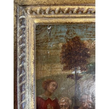 ANTICO DIPINTO OLIO SCENA S. Francesco SANTI PAESAGGIO COLLI RELIGIOSO '800
