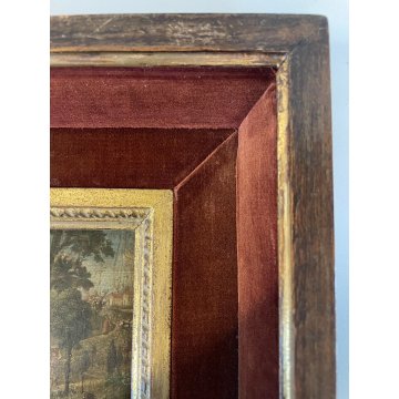 ANTICO DIPINTO OLIO SCENA S. Francesco SANTI PAESAGGIO COLLI RELIGIOSO '800