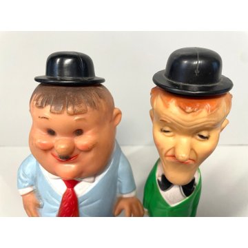 PUPAZZO GOMMA Stanlio e Ollio LEDRA LEDRAPLASTIC COLLEZIONE VINTAGE ANNI '60