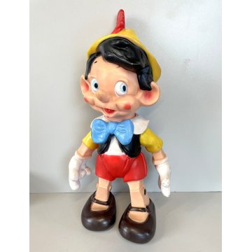 RARO Pinocchio Walt Disney  37 cm LEDRA LEDRAPLASTIC GIOCO GOMMA FISCHIETTI '70s