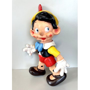 RARO Pinocchio Walt Disney  37 cm LEDRA LEDRAPLASTIC GIOCO GOMMA FISCHIETTI '70s