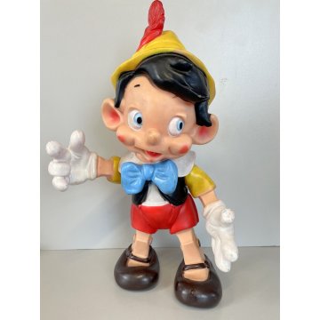 RARO Pinocchio Walt Disney  37 cm LEDRA LEDRAPLASTIC GIOCO GOMMA FISCHIETTI '70s