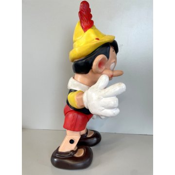 RARO Pinocchio Walt Disney  37 cm LEDRA LEDRAPLASTIC GIOCO GOMMA FISCHIETTI '70s
