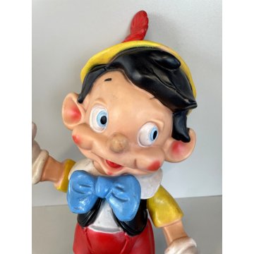 RARO Pinocchio Walt Disney  37 cm LEDRA LEDRAPLASTIC GIOCO GOMMA FISCHIETTI '70s