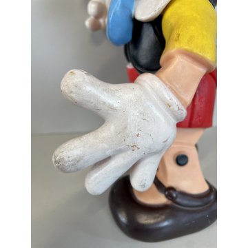 RARO Pinocchio Walt Disney  37 cm LEDRA LEDRAPLASTIC GIOCO GOMMA FISCHIETTI '70s